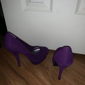 Purple velvet/suede heels